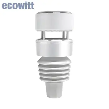 Ecowitt WS90 Sensor Cuaca 7-in-1, Anemometer Ultrasonik dengan Pengukur Hujan Piezoelektrik, Cahaya & UV, Sensor Termo-higrometer