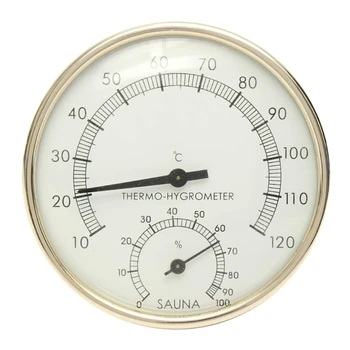 Termometer Sauna Pelat Logam Termometer Dalam Ruangan Hygrometer Hygro-Thermometer Aksesori Ruang Sauna Pengukur Monitor Suhu 87HB