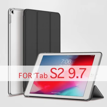 Casing Tablet QIJUN untuk Samsung Galaxy Tab S2 9.7 inci SM-T810 SM-T815 T813 T819 Penutup Pintar Kulit PU Belakang PC Penutup Tidur Otomatis