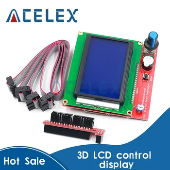 Pengontrol cerdas printer 3D LANDAI 1.4 LCD 12864 Panel kontrol LCD layar biru