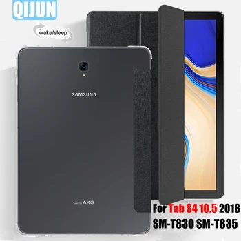 Casing Tablet untuk Samsung Galaxy Tab S4 10.5 2018 Smart Tidur Bangun Lipat Tiga Pelindung Penuh Penutup Lipat Berdiri untuk SM-T830 T835