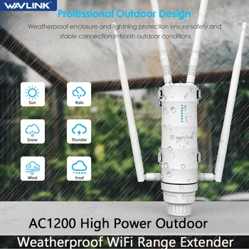 Wavlink AC1200 Daya Tinggi Luar Ruangan Tahan Cuaca WiFi Range Extender/AP / Agen Mesh Dual Dand Router WiFi Nirkabel 2.4 G&5.8 G POE