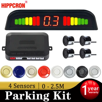 Kit Sensor Parkir LED Mobil Hippcron 4 Sensor Sistem Indikator Peringatan Suara Radar Mundur 22mm 8 Warna