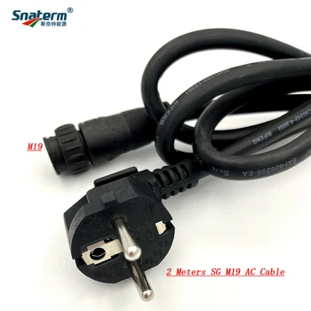 Konektor 3Pin M19 Kabel Daya AC 2 Meter dengan Tipe Soket UE Cocok untuk Inverter Pengikat Jaringan Mikro Seri SG 300-700W