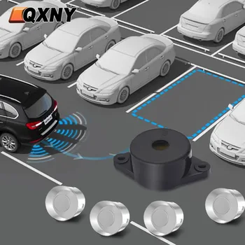 QXNY Car Parktronic Buzzer Alarm Suara Radar Cadangan Mundur dengan 4 Sensor Parkir Kit Sistem Detektor Belakang Tanpa Monitor Tampilan