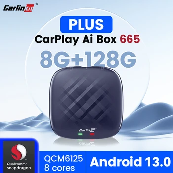 CarlinKit CarPlay Kotak Ai QCM6125 Android 13 Mini CarPlay Nirkabel Kotak Streaming Putar Mobil Otomatis Android untuk IPTV Netflix 64G 128G