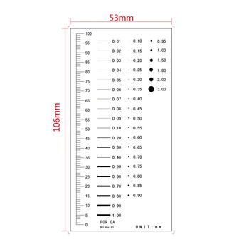 Standar pemeriksaan diameter Pengukur titik penggaris Pengukur kawat titik pengukur noda penggaris film kartu noda pengukur area caliper