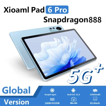 Bantalan Tablet Android 2023 6 pro Snapdragon 888 tab 16GB+512GB 10000mAh tablet PC android 12 Layar HD Kartu SIM Ganda 5G atau GPS WIFI