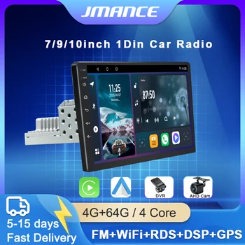 7/9/10 Inci 1DIN Radio Mobil Multimedia Otomotif Universal Android 12 Pemutar Stereo Carplay Layar Sentuh Radio Otomatis Navigasi GPS