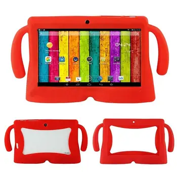 Casing Pelindung Tablet Universal 7 Inci Pelindung Cangkang Kulit Penutup Silikon Lembut dengan Pegangan Jinjing untuk Tablet Anak-anak Q88 Tablet Anak-anak