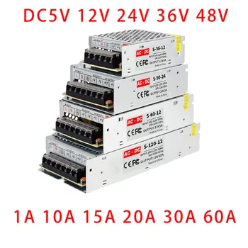 Mengalihkan Catu Daya DC 5V 12V 24V 36V 48V 60W 360W 600W Transformator Cahaya SMPS Adaptor Sumber AC 100-240V Untuk Strip LED CCTV