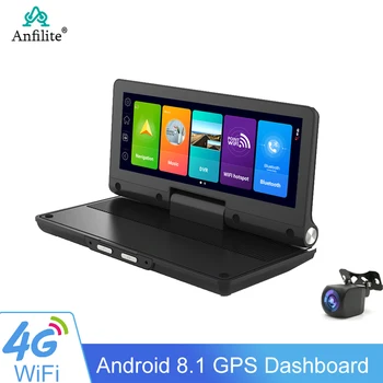 Kamera DVR Mobil ADAS 7 Inci 4G Navigasi GPS FHD 1080P WIFI Android 8.1 Kamera Dasbor Perekam Video Mobil Kamera Dasbor Lensa Ganda
