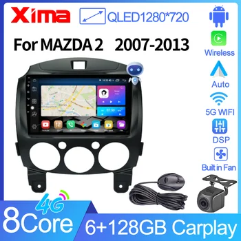 XIMA XV6Pro 2 Din Android 11 Putar Otomatis untuk MAZDA 2 Mazda2 2007-2014 Pemutar Multimedia Radio Mobil Unit Kepala Navigasi GPS