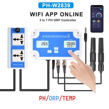 Detektor Kontrol Online WiFi Nirkabel Detektor Kualitas Air Pengontrol pH/ORP/TEMP 3-in-1 Penguji Kualitas Air Probe Tipe BNC