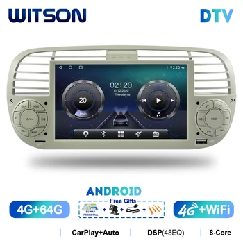 Pemutar Multimedia Android 13 Stereo Mobil WITSON Untuk FIAT 500 2007-2015 Radio Carplay DSP Bawaan Navigasi GPS Bluetooth Otomatis
