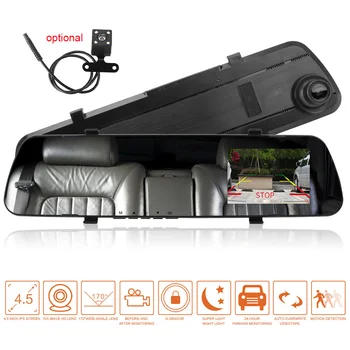 DVR Mobil Kaca Spion Dash Cam Kamera Dashcam Lensa Ganda Set Kartu Full HD 4.5 Inci Set Kartu 32G Aksesori Otomotif Elektronik Otomatis