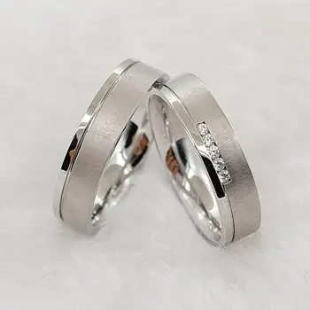 Kualitas Tinggi Tidak Pernah Pudar Cinta Pernikahan Cincin Set untuk Pria Wanita Perak Emas Putih Titanium 316l Stainless Steel Perhiasan Pasangan Cincin