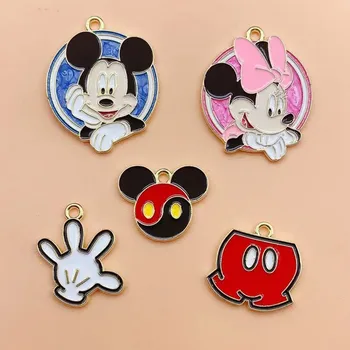 10 buah Pesona Disney Minnie Mickey untuk Pembuatan Perhiasan Liontin Anting Anime Lucu Aksesori Gelang Logam Pemasok Kerajinan Massal Diy