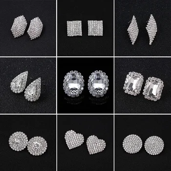 Treazy Baru Fashion Crystal Stud Anting-Anting untuk Wanita Perhiasan Warna Perak Berlian Imitasi Pesta Pernikahan Geometris Anting-Anting Aretes
