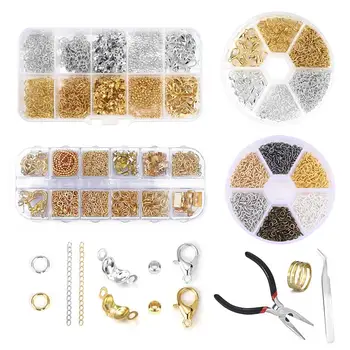 DIY Membuat Perhiasan Kit Lobster Gesper Terbuka Cincin Mata Pin Konektor Gesper Kotak Set Gelang Kalung Temuan Perhiasan