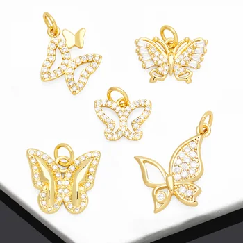 Ocesrio Kecil Kristal Kupu-kupu Pesona untuk Gelang Tembaga Berlapis Emas Serangga Buatan Tangan DIY Perhiasan Membuat Perlengkapan Chma218